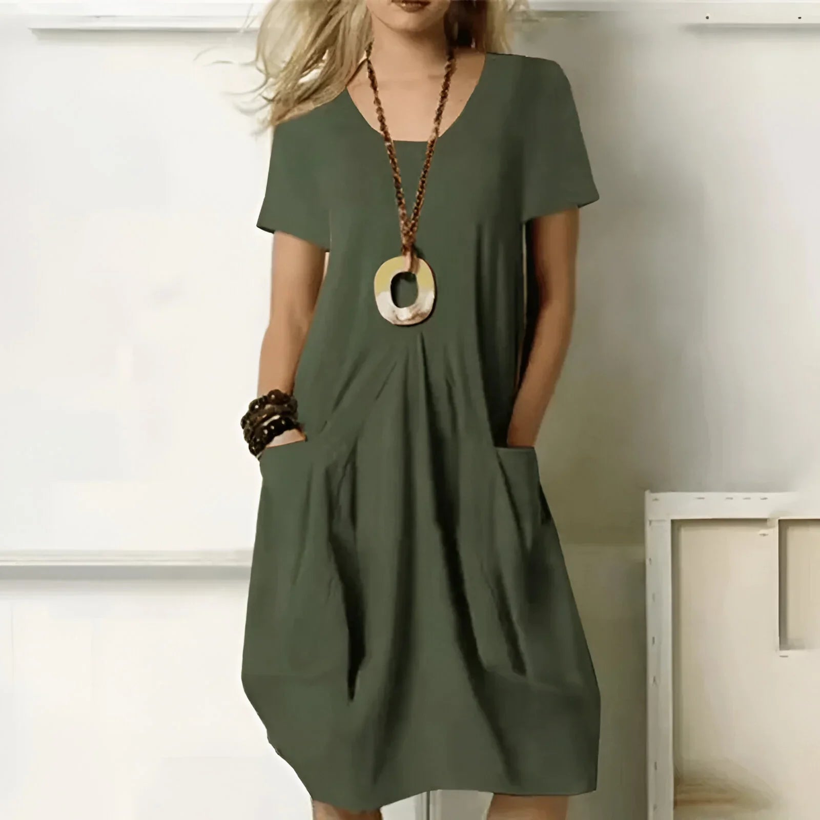 Elegant Wrap Midi Dress – Luxurious and Versatile Dress for Effortless Style on Any Occasion