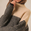 Herringbone Turtleneck Sweater – Luxuriously Soft Twisted Fabric for Stylish Comfort and Timeless Elegance