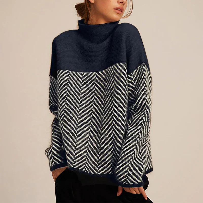 Herringbone Turtleneck Sweater – Luxuriously Soft Twisted Fabric for Stylish Comfort and Timeless Elegance